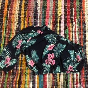 Floral one shoulder crop top